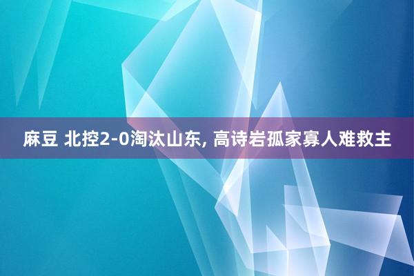 麻豆 北控2-0淘汰山东， 高诗岩孤家寡人难救主