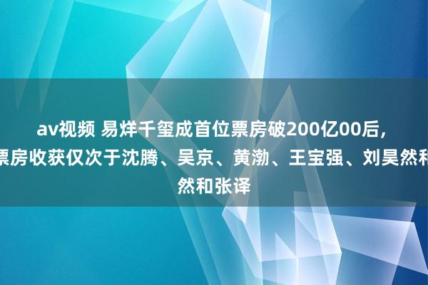 av视频 易烊千玺成首位票房破200亿00后， 当今票房收获仅次于沈腾、吴京、黄渤、王宝强、刘昊然和张译